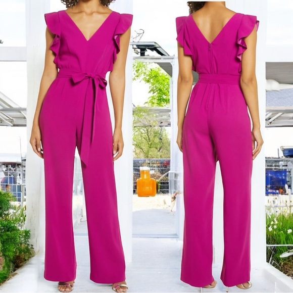 Lilly Pulitzer Kallie Ruffle Flutter Sleeve Jumpsuit with Tie Waist - Picture 4 of 14